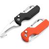 Multitool Keychain Knife; Small Pocket Box/Strap Cutter; Razor Sharp Serrated Blade And Paratrooper Hook; EDC Folding Knives - [Orange+White]*2+[Black