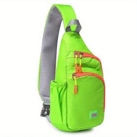 Waterproof Nylon Fanny Pack; Trendy Zipper Sling Bag With Side Pocket For Outdoor Sports - Light Green