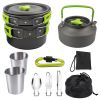 2-3 People Outdoor Teapot Set Pot Combination Camping Folding Pot Cookware Set - k05-green