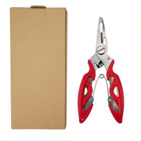 Stainless Steel Multi-function Lure Pliers; Portable Fishing Scissors; Fish Control Hook Tool - Red