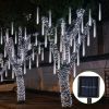 Solar Powered Meteor Shower String Lights 9.84FT Falling Raindrop Tube Lamp Water Resistant Decorative Lights  - ColdWhite