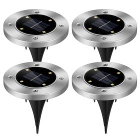 4pcs Solar Ground Light Waterproof Buried Light In-Ground Path Deck Lawn Patio Light 4LED - Silver