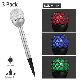 Solarek 3 Pcs Outdoor Solar Lights IP44 Waterproof Ball RGB Light Garden Decor Lamp Landscape Christmas - Silver