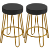 26.5"H Upholstered Velvet Counter Stools with Golden Metal Legs Set of 2, Peacock Blue - Black