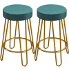 26.5"H Upholstered Velvet Counter Stools with Golden Metal Legs Set of 2, Peacock Blue - Peacock Blue