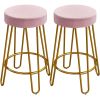 26.5"H Upholstered Velvet Counter Stools with Golden Metal Legs Set of 2, Peacock Blue - Pink with Gold