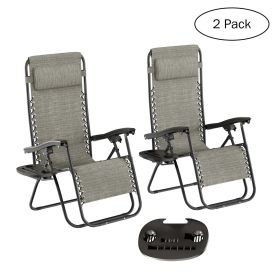 2 Pack Patio Zero Gravity Chair Outdoor Lounge Chair Textilene Fabric  Recline Chair Seating Capacity 2, Blue - Gray