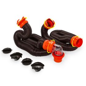 20-Foot Camper/RV Sewer Hose Kit | Polyolefin, Black & Oran(39744) - Black-O