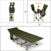 Portable Folding Camping Cot with Storage, Gray - Green