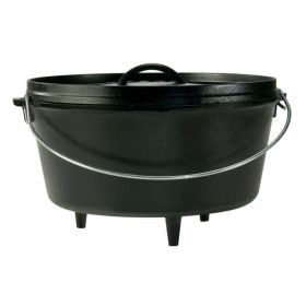 Cast Iron 12" / 8 Quart Seasoned Camp Dutch Oven - Black