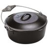 Cast Iron 5 Quart Seasoned Cast Iron Dutch Oven With Bail Handle - Black