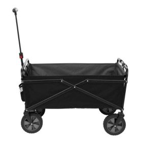 Compact Outdoor Folding Utility Wagon, Black - Black