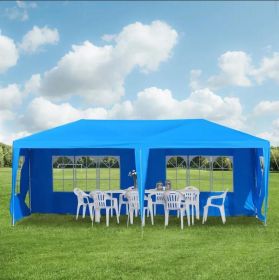 Large 10' x 20' Gazebo Canopy Party Tent with 4 Removable Window Side Walls,Wedding, Picnic Outdoor Events - Blue - Blue