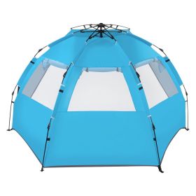 Fiberglass Pole Oxford Cloth Quick-Open Free Ride Beach Tent Blue  YJ - blue