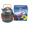 Outdoor set of pots and pans 2-3 people camping teapot cutlery set three sets of cookware - VNJF-orange