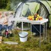 Folding Fish Cleaning Table with Sink and Faucet for Dock Picnic - white