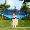 600lbs Load 2 Persons Hammock with Mosquito Net Outdoor Hiking Camping Hommock Portable Nylon Swing Hanging Bed - Blue