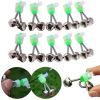 10pcs Fishing Bite Alarms Fishing Rod Bell Rod Clamp Tip Clip Bells Ring; Green ABS Fishing Accessory - Style1