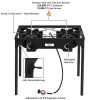 Outdoor Camp Stove High Pressure Propane Gas Cooker Portable Cast Iron Patio Cooking Burner (Double Burner 150000-BTU) - as pic