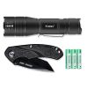 5.3oz Small & Extremely Zoomable LED Tactical Handheld Flashlight with Knife - color