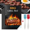 BBQ Grill Mat 5pcs Black Non Stick Bake Magic Matt Miracle Reusable  YJ  - as pic