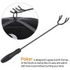 Iron Fire Pit Set Heating Equipment Camping Fire Bowl with Poker Mesh Cover for BBQ Backyard Patio Outdoor Fireplace Black - Black