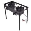 150000 BTU Double Burner Outdoor Stove BBQ Grill - black