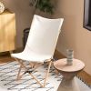 Set of 2 Bamboo Dorm Chair with Storage Pocket for Camping and Fishing - Beige