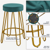 26.5"H Upholstered Velvet Counter Stools with Golden Metal Legs Set of 2, Peacock Blue - Peacock Blue