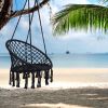 Tassel Hammock Chair - Beige - Black