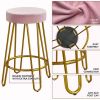 26.5"H Upholstered Velvet Counter Stools with Golden Metal Legs Set of 2, Peacock Blue - Pink with Gold