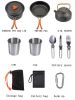 Outdoor set of pots and pans 2-3 people camping teapot cutlery set three sets of cookware - VNJF-orange