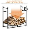 33 Inch Firewood Rack with Removable Kindling Holder Steel Fireplace Wood - Black