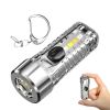 1pc Mini Portable LED Flashlight With Keychain; USB Charging Warning Light For Outdoor Camping Emergency - Green