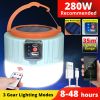 Solar Camp Lamp; Led Rechargeable Light Usb Camping Battery Powered Lantern For Tent Tourism - Black