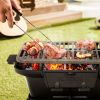 Heavy Duty Cast Iron Tabletop BBQ Grill Stove for Camping Picnic - black