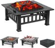 Upland 32inch Charcoal Fire Pit with Cover  - Black