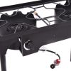 150000 BTU Double Burner Outdoor Stove BBQ Grill - black