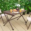 4-6 Person Portable Aluminum Camping Table with Carrying Bag - brown