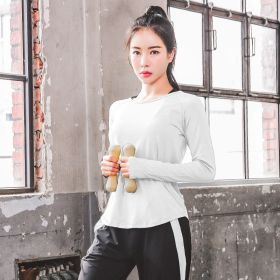 Large Size Quick-drying Slimming Yoga Exercise Running Long Sleeve (Option: White-L)