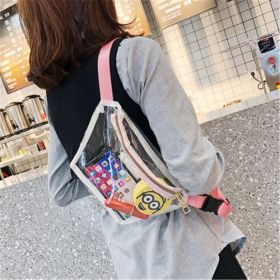 Korean Version Of The New Ladies Transparent Waist Bag, Outdoor Sports Bag, Mobile Phone Storage Bag, Customized Multifunctional Pvc Waist Bag (Color: White)