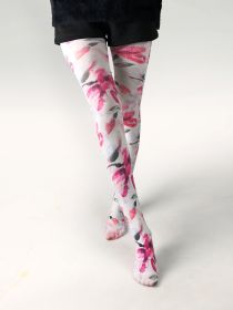 Thin Printed Pantyhose Abstract Retro Stockings (Option: 1822 Big Mouth Flower-Average Size)