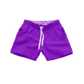 Beach Pants Men's Shorts Summer Surf Pants (Option: Purple-S)