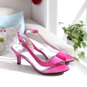 Women's Thin Heel Medium Heel Flat Buckle Sandals (Option: Rose Red-47)