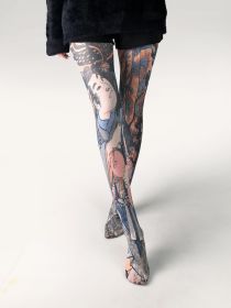 Thin Printed Pantyhose Abstract Retro Stockings (Option: 1827 Portrait Printing-Average Size)