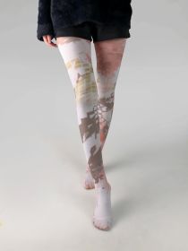 Thin Printed Pantyhose Abstract Retro Stockings (Option: 1825 Block Graffiti-Average Size)