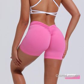 Women's Nylon Tight Shorts Training Sports Running (Option: Calliopsis Pink-S)