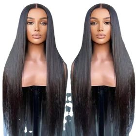 Hand-woven Front Long Straight Hair 13x4 Lace Wig Sheath (Option: Black-12 Inch)